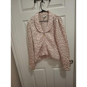 Joseph Ribkoff 12 Pastel Powder Pink Crinkle Satin Dual Zip Lightweight Jacket